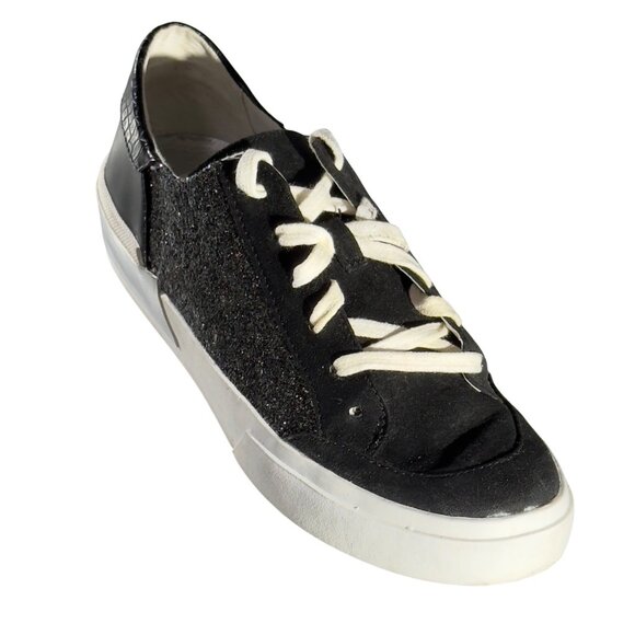 DOLCE VITA Women's Glitter Sneakers Black Sparkle Lace-Up Casual Shoes Size 8.5M - Picture 1 of 10